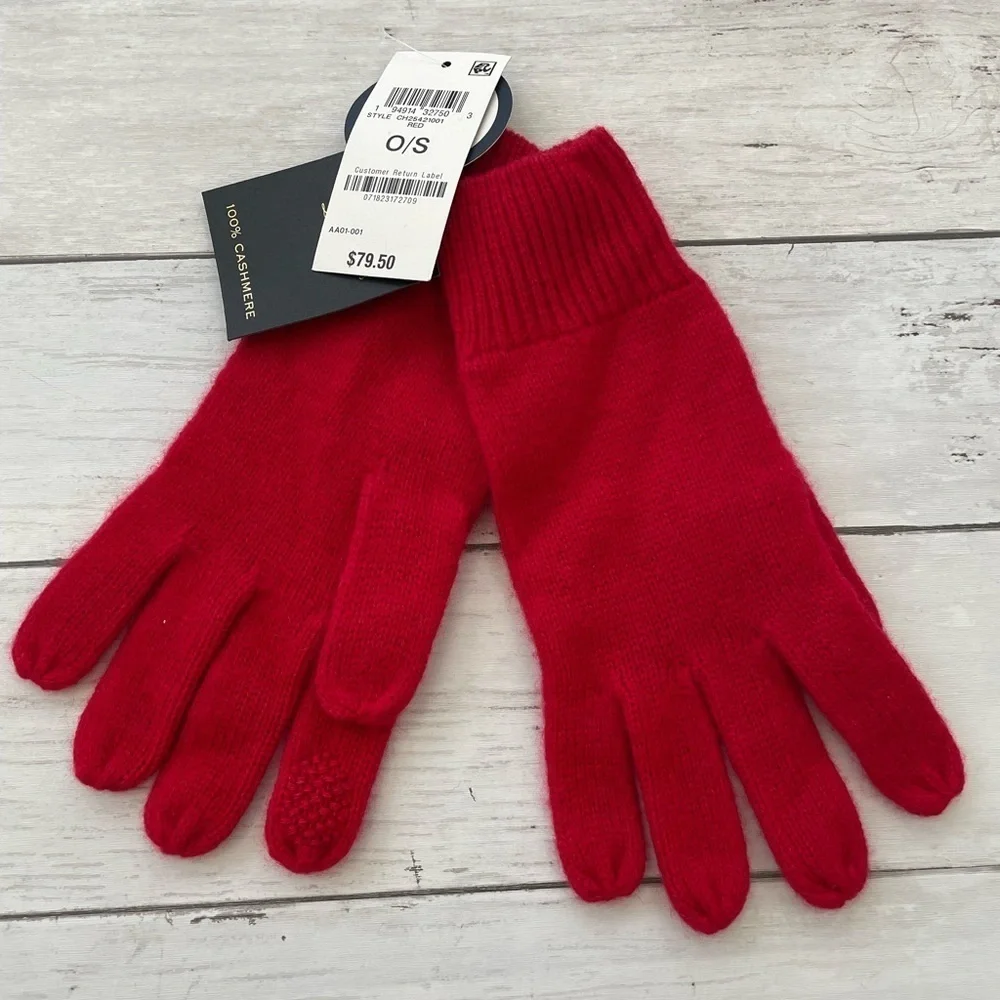 Touch Screen Compatible Gloves Charter Club 100% Cashmere Red One-Size NWT - Picture 3 of 11